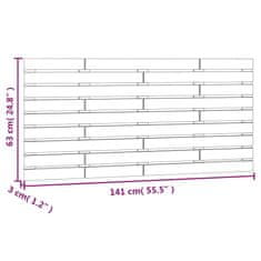 Vidaxl Zidno uzglavlje bijelo 141x3x63 cm od masivne borovine