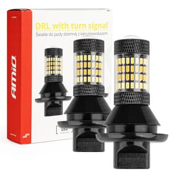 slomart 2u1 LED DRL i žmigavci AMiO PY21W, bijela/narančasta, 12V
