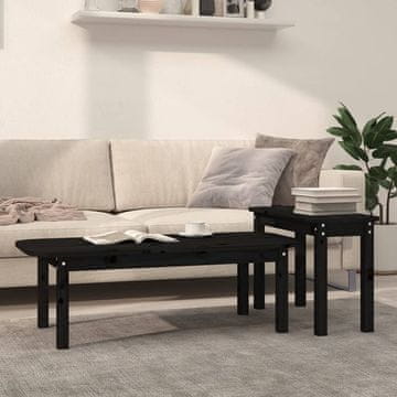 Vidaxl Set stolića za kavu, crni, 2 komada, masivni borov drvo