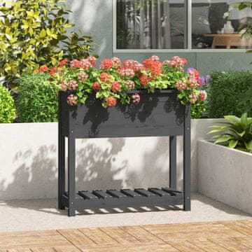 Vidaxl Žanjica s policom siva 82,5x34,5x81 cm masivni borov drvo