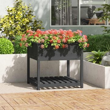 Vidaxl Žanjica s policom siva 82,5x82,5x81 cm masivno borovo drvo