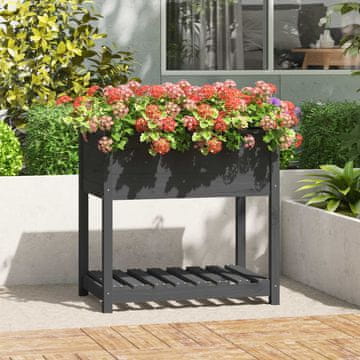 Vidaxl Žanjica s policom siva 82,5x54x81 cm masivno borovo drvo