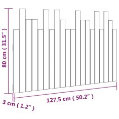 Vidaxl Uzglavlje za krevet Crno 127,5x3x80 cm od masivne borovine