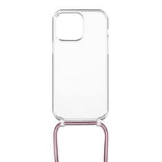 FIXED Pure Neck Clear Case s ružičastom vezicom za Apple iPhone 14 Pro FIXPUN-929-PI