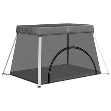 Vidaxl Dječja ogradica za igranje s madracem tamnosiva lanena