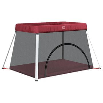 Vidaxl Dječja ogradica s madracem crvena od lanene tkanine