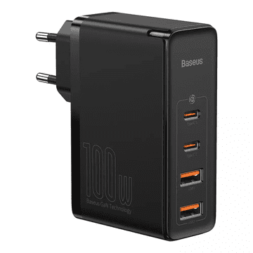 BASEUS USB Gan2 Pro 100W 1x USB / 1x Type-C Black CCGAN2P-L01 punjač
