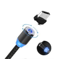 MG 3in1 magnetski USB kabel + plug adapter Micro USB / USB-C / Lightning 1m, crno