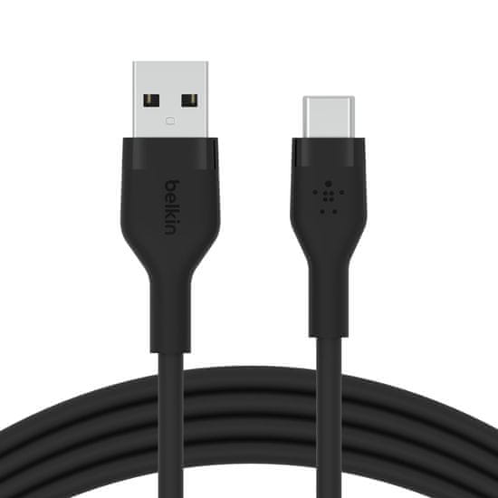 Belkin kabel, USB-C, USB-A, silikonski, 3m, crna (CAB008bt3MBK)