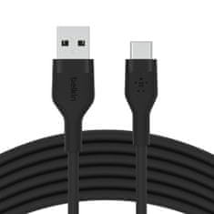 Belkin kabel, USB-C, USB-A, silikonski, 3m, crna (CAB008bt3MBK)