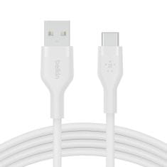 Belkin kabel, USB-C, USB-A, silikonski, 3m, bijela (CAB008bt3MWH)