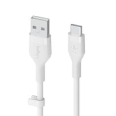 Belkin kabel, USB-C, USB-A, silikonski, 2m, bijela (CAB008bt2MWH)