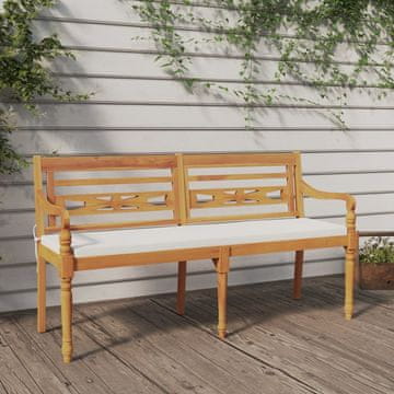 Vidaxl Batavia klupa s jastukom 150 cm masivno tikovino drvo