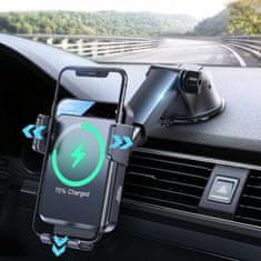 Joyroom JR-ZS219 držač mobitela za auto, Qi punjač 15W, crno