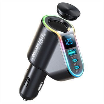 Joyroom JR-CL21 auto punjač USB / 2x USB-C QC PD 150W, crno