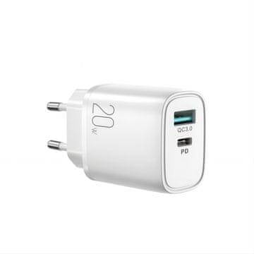 Joyroom Dual Charger punjač USB-A QC / USB-C PD 20W, bijela