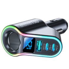 Joyroom JR-CL21 auto punjač USB / 2x USB-C QC PD 150W, crno