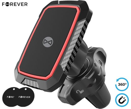 Forever MH-260 auto držač za telefon, magnetni, 360°, 2 magneta, crna