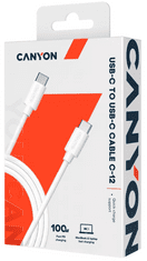 Canyon UC-12 USB-C na USB-C kabel, 100 W, 2 m, bijela (CNS-USBC12W)