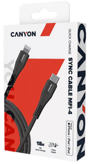 Canyon MFI-4 tip C na Lightning kabel, 1,2 m, crna (CNS-MFIC4B)