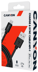 Canyon MFI-1 Lightning kabel, 12 W, 1 m, crna (CNS-MFICAB01B)