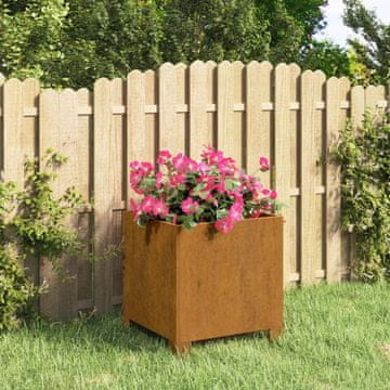 Vidaxl Žandar za cvijeće boje hrđe s nogama, 32x30x33 cm, Corten čelik