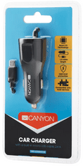 Canyon C-031 auto punjač, ​​2.4A, sa micro USB, crna (CNE-CCA031B)