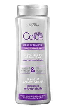 Joanna Ultra Color Silver šampon za kosu koji uklanja žućkastu nijansu - srebrne i pepeljasto plave nijanse 400 ml