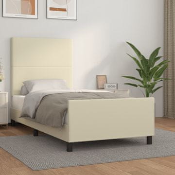 Vidaxl Okvir kreveta s uzglavljem krem 100x200 cm umjetna koža