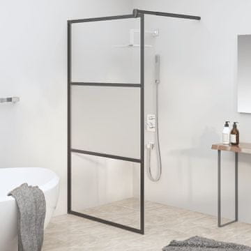 Vidaxl Tuš paravan, 115x195 cm, polumatno staklo ESG, crna