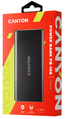 Canyon PB-106 micro USB/USB-C powerbank, 10000 mAh, crna (CNE-CPB1006B)