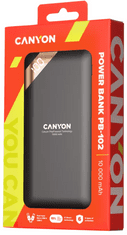 Canyon PB-102 prijenosna baterija, 10000 mAh, LED, crna (CNE-CPBP10B)