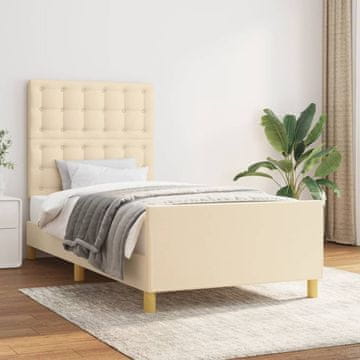 Vidaxl Okvir kreveta bez madraca krem boje 90x200 cm tkanina