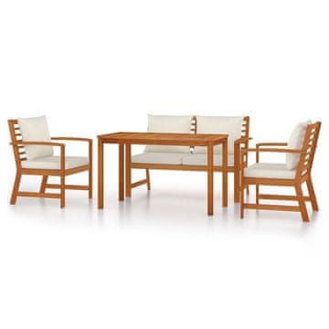 Vidaxl 4-dijelni vrtni blagovaonski set s jastucima od bagremovog drva