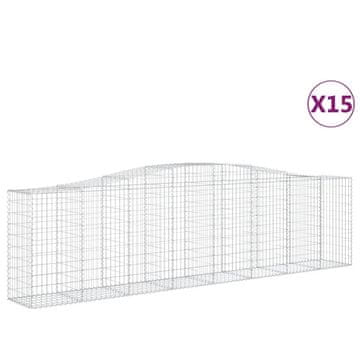 Vidaxl Lučne gabionske košare 15kom 400x50x100/120cm pocinčano željezo