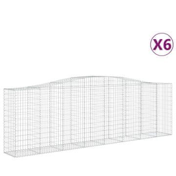 Vidaxl Lučne gabionske košare 6 kom 400x50x120/140cm pocinčano željezo