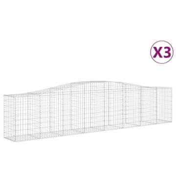 Vidaxl Lučne gabionske košare 3 kom 400x50x80/100 cm pocinčano željezo