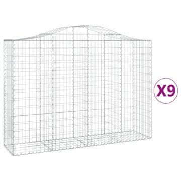 Vidaxl Lučne gabionske košare 9 kom 200x50x140/160cm pocinčano željezo