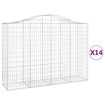 Vidaxl Lučne gabionske košare 14kom 200x50x140/160cm pocinčano željezo