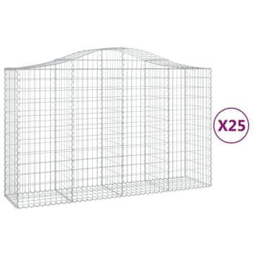 Vidaxl Lučne gabionske košare 25kom 200x50x120/140cm pocinčano željezo