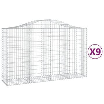 Vidaxl Lučne gabionske košare 9 kom 200x50x120/140cm pocinčano željezo