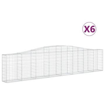 Vidaxl Lučne gabionske košare 6 kom 400x30x80/100 cm pocinčano željezo