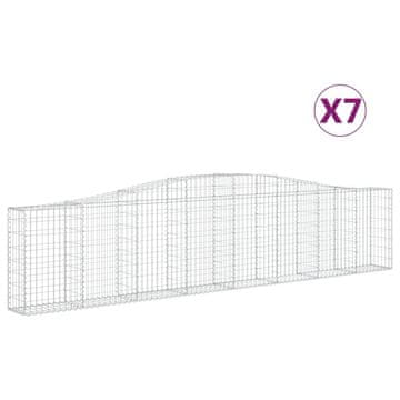Vidaxl Lučne gabionske košare 7 kom 400x30x80/100 cm pocinčano željezo