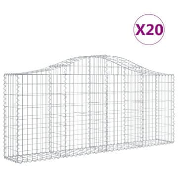 Vidaxl Lučne gabionske košare 20 kom 200x30x80/100cm pocinčano željezo
