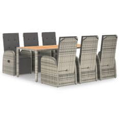 Vidaxl 7-dijelni vrtni blagovaonski set sivi od poliratana
