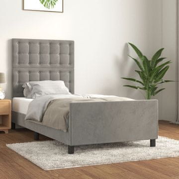 Vidaxl Okvir kreveta bez madraca svijetlosivi 90x190 cm baršun