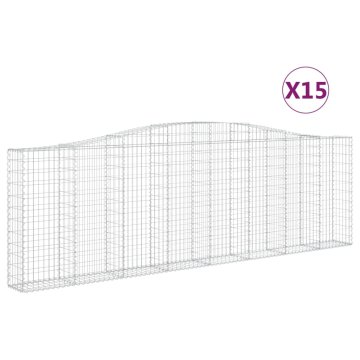 Vidaxl Lučne gabionske košare 15kom 400x30x120/140cm pocinčano željezo
