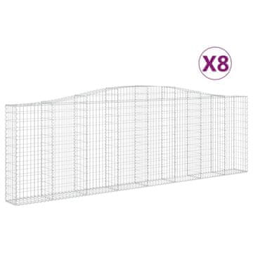 Vidaxl Lučne gabionske košare 8 kom 400x30x120/140cm pocinčano željezo