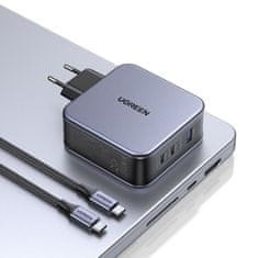 Ugreen CD289 GaN punjač 2x USB-C / USB 140W + kabel USB-C, srebro
