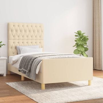 Vidaxl Okvir kreveta bez madraca krem boje 90x190 cm tkanina